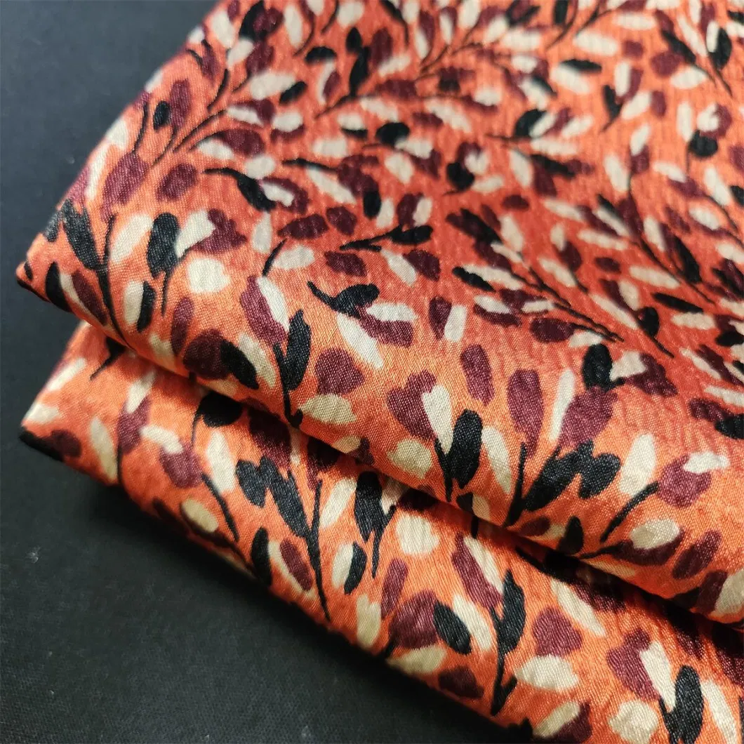 Custom Design Printing Woven Pure Silk Crepe Chiffon Memory Cloth Satin Fabric for Dress Blouse Lining Garment Textile